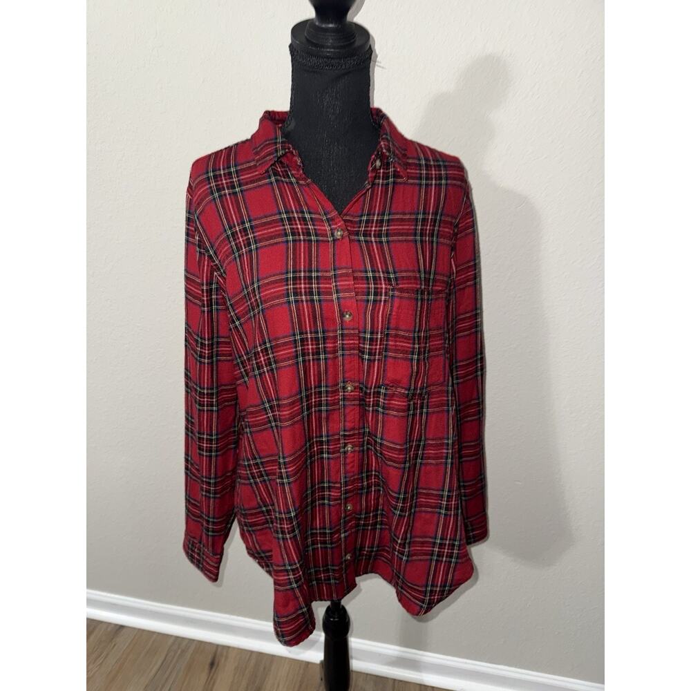 Abercrombie & Fitch Mens LG Soft A&F Flannel Shirt Red Buffalo Plaid Button Down